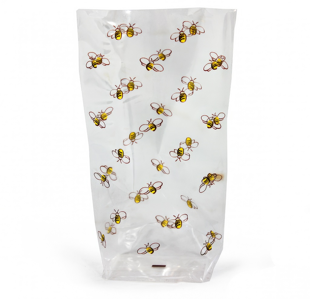 Dárková celofánová taška s motiveCellophan-Geschenktüte mit Bienenmotiv 100 Stückm včely 100 ks