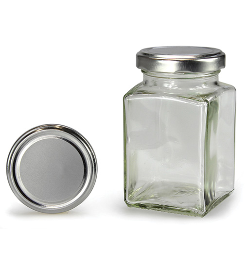 Vierkantglas mit silbernem Deckel 260 ml (TO 58)