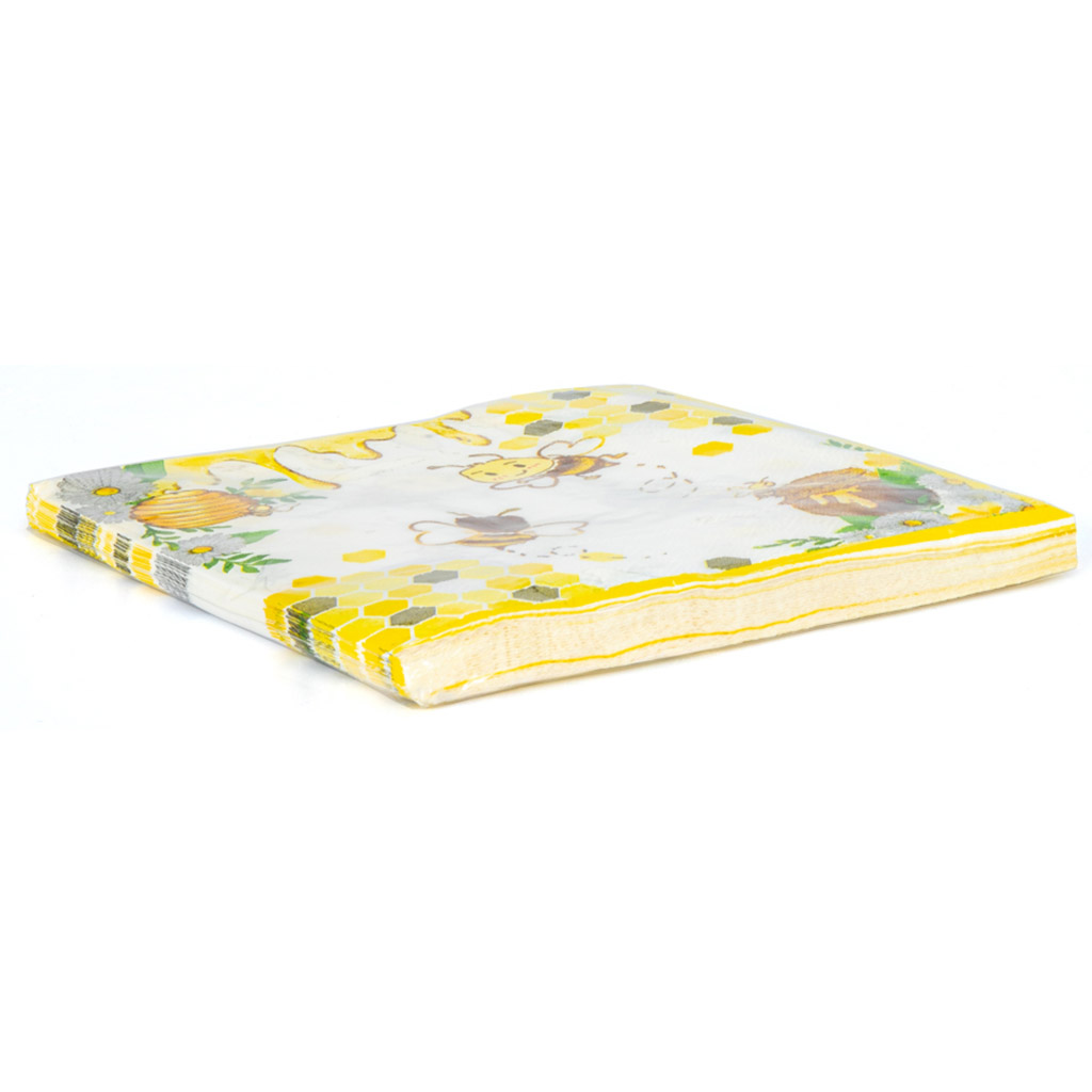 Papier-Servietten „Biene mit Honig und Waben“ – 20 Stück
