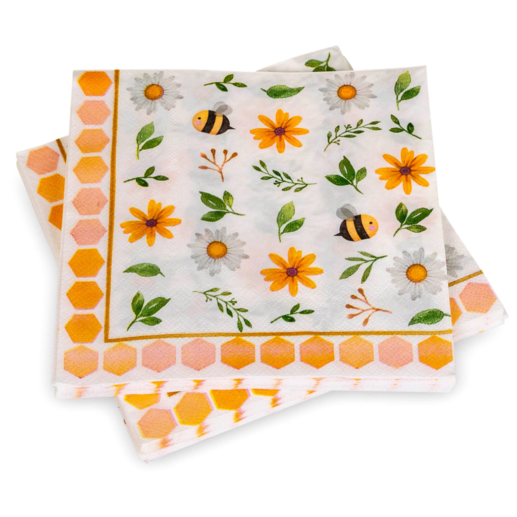 Papierservietten „Bienen und Blumen“ – 20 Stk.