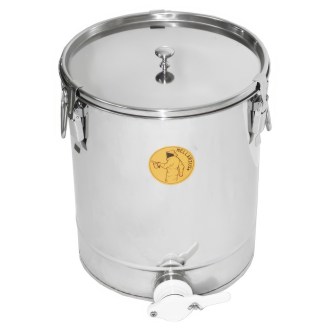 Abfüllkübel 35 kg aus Edelstahl und drei Spannverschlüssen Mellarius
