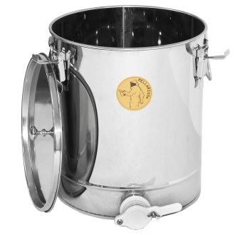 Abfüllkübel 35 kg aus Edelstahl und drei Spannverschlüssen Mellarius