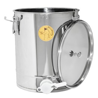 Abfüllkübel 35 kg aus Edelstahl und drei Spannverschlüssen Mellarius