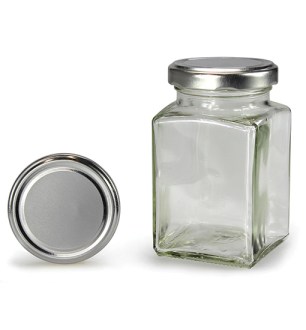 Vierkantglas mit silbernem Deckel 260 ml (TO 58)
