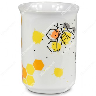 Keramik Tasse weiß mit modernem Bienenmotiv
