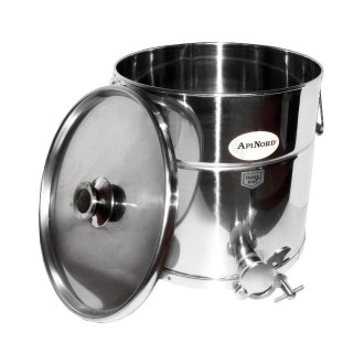 Abfüllkübel 25 kg aus Edelstahl-Ausgießer