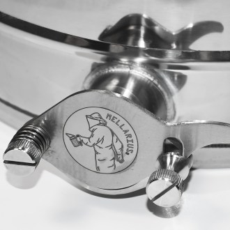 Abfüllkübel 25 kg Mellarius MaxiLine aus Edelstahl und vier Spannverschlüssen