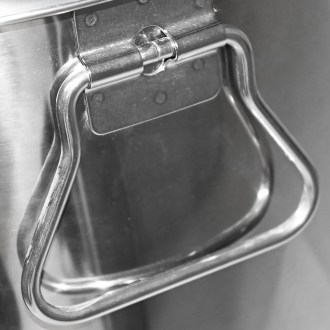 Abfüllkübel 25 kg Mellarius MaxiLine aus Edelstahl und vier Spannverschlüssen