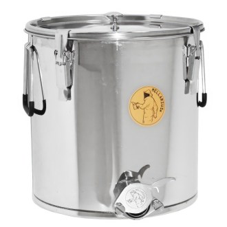 Abfüllkübel 25 kg Mellarius MaxiLine aus Edelstahl und vier Spannverschlüssen