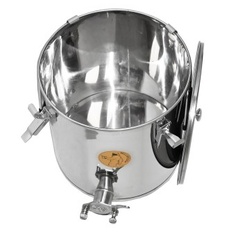 Abfüllkübel 25 kg Mellarius MaxiLine aus Edelstahl und vier Spannverschlüssen