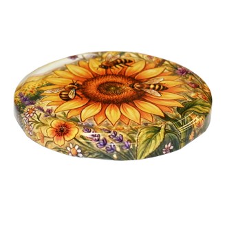 Deckel für Glas TO 82 - Gemalte Sonnenblume - HOJ4