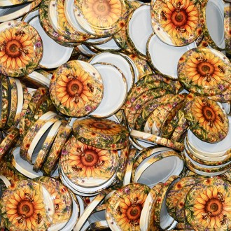 Deckel für Glas TO 82 - Gemalte Sonnenblume - HOJ4